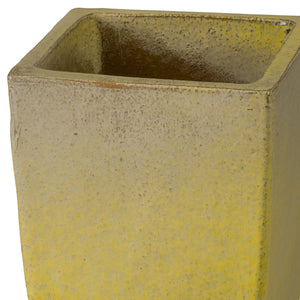 Square Yellow Snow Quad Ceramic Planters-s/3