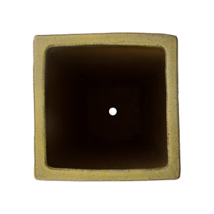 Square Yellow Snow Quad Ceramic Planters-s/3