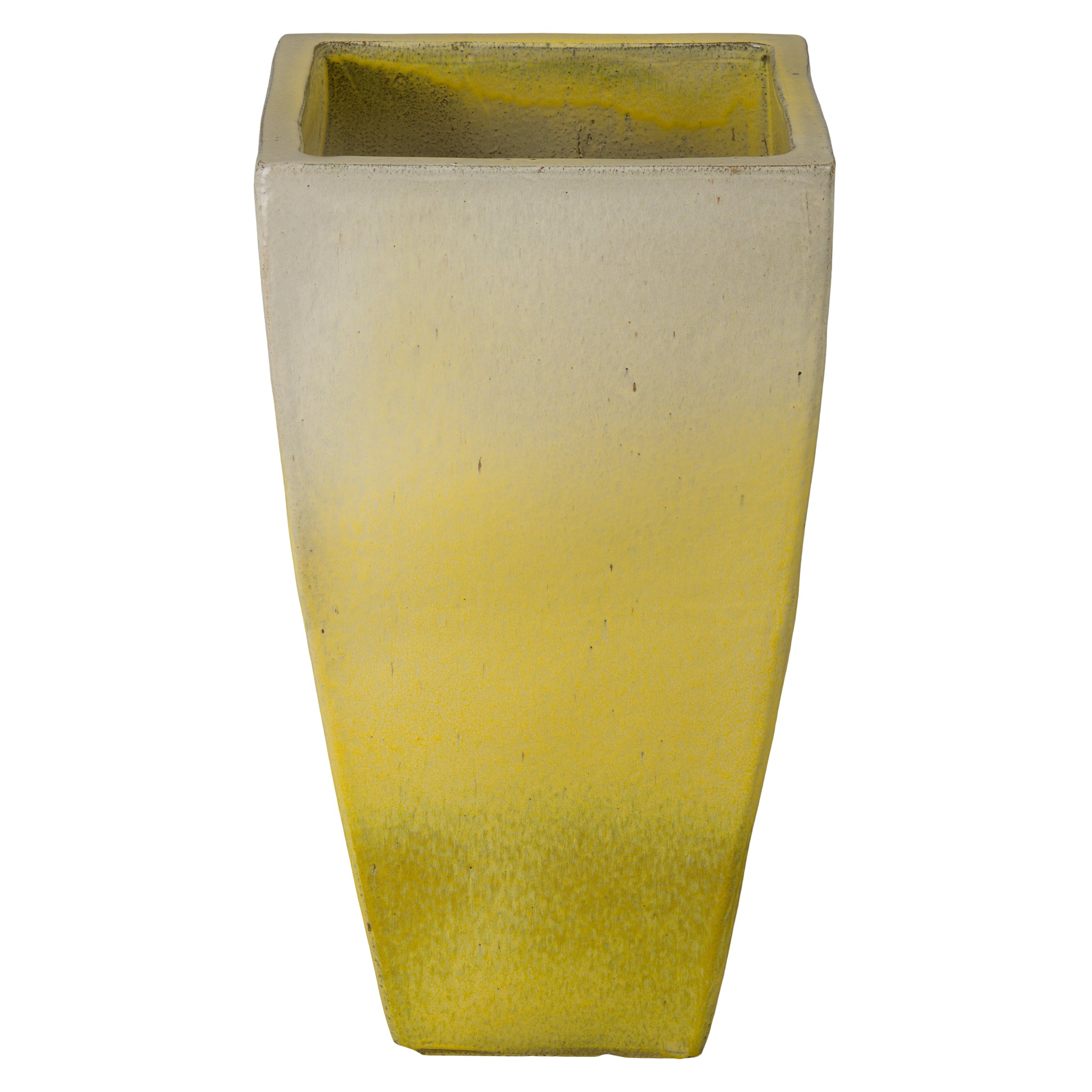 yellow plastic planter Square Yellow Snow Quad Ceramic Planters-s/3