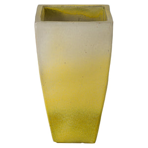 Square Yellow Snow Quad Ceramic Planters-s/3