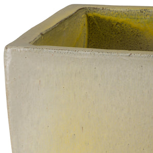 Square Yellow Snow Quad Ceramic Planters-s/3