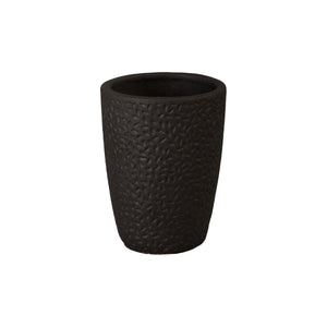 Round Matte Black Ceramic Planters with Notch Design-s/4