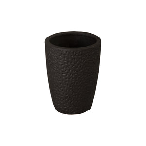 Round Matte Black Ceramic Planters with Notch Design-s/4