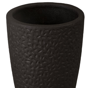 Round Matte Black Ceramic Planters with Notch Design-s/4