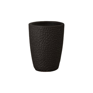 Round Matte Black Ceramic Planters with Notch Design-s/4