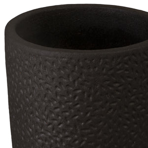 Round Matte Black Ceramic Planters with Notch Design-s/4
