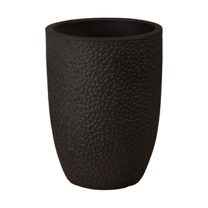 Round Matte Black Ceramic Planters with Notch Design-s/4