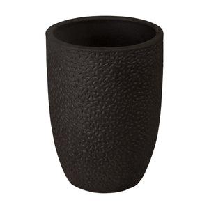 Round Matte Black Ceramic Planters with Notch Design-s/4