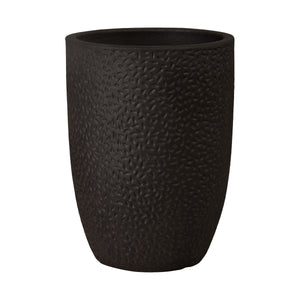 Round Matte Black Ceramic Planters with Notch Design-s/4