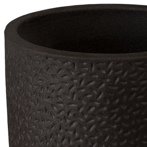 Round Matte Black Ceramic Planters with Notch Design-s/4