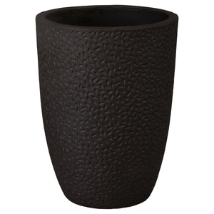 Round Matte Black Ceramic Planters with Notch Design-s/4