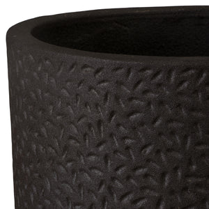 Round Matte Black Ceramic Planters with Notch Design-s/4
