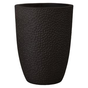Round Matte Black Ceramic Planters with Notch Design-s/4