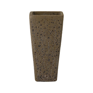 Crisco Set of 3 Tall Square Bubble Olive Green Ceramic Planters