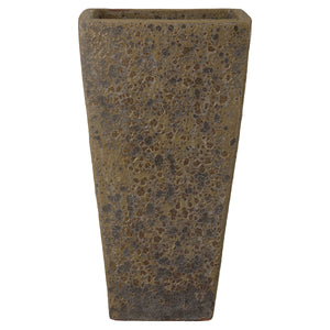 Crisco Set of 3 Tall Square Bubble Olive Green Ceramic Planters