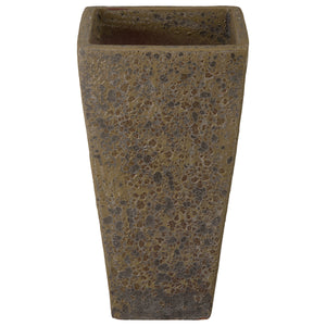Crisco Set of 3 Tall Square Bubble Olive Green Ceramic Planters