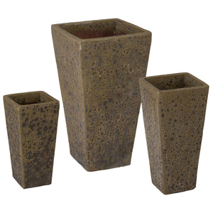 Crisco 19.5 in. Tall Square Bubble Yellow Ceramic Planter