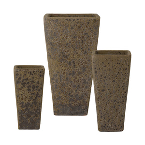 Crisco 19.5 in. Tall Square Bubble Yellow Ceramic Planter