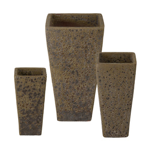 Crisco 19.5 in. Tall Square Bubble Yellow Ceramic Planter