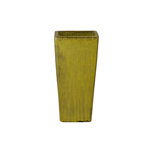 Crisco Set of 3 Tall Square Tropical Yellow Ceramic Planters