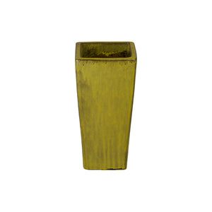 Crisco Set of 3 Tall Square Tropical Yellow Ceramic Planters