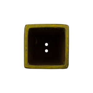 Crisco Set of 3 Tall Square Tropical Yellow Ceramic Planters