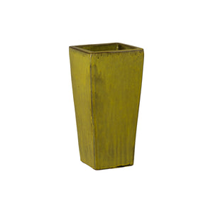 Crisco Set of 3 Tall Square Tropical Yellow Ceramic Planters