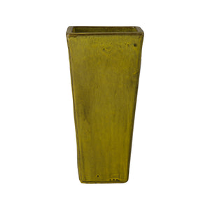 Crisco Set of 3 Tall Square Tropical Yellow Ceramic Planters