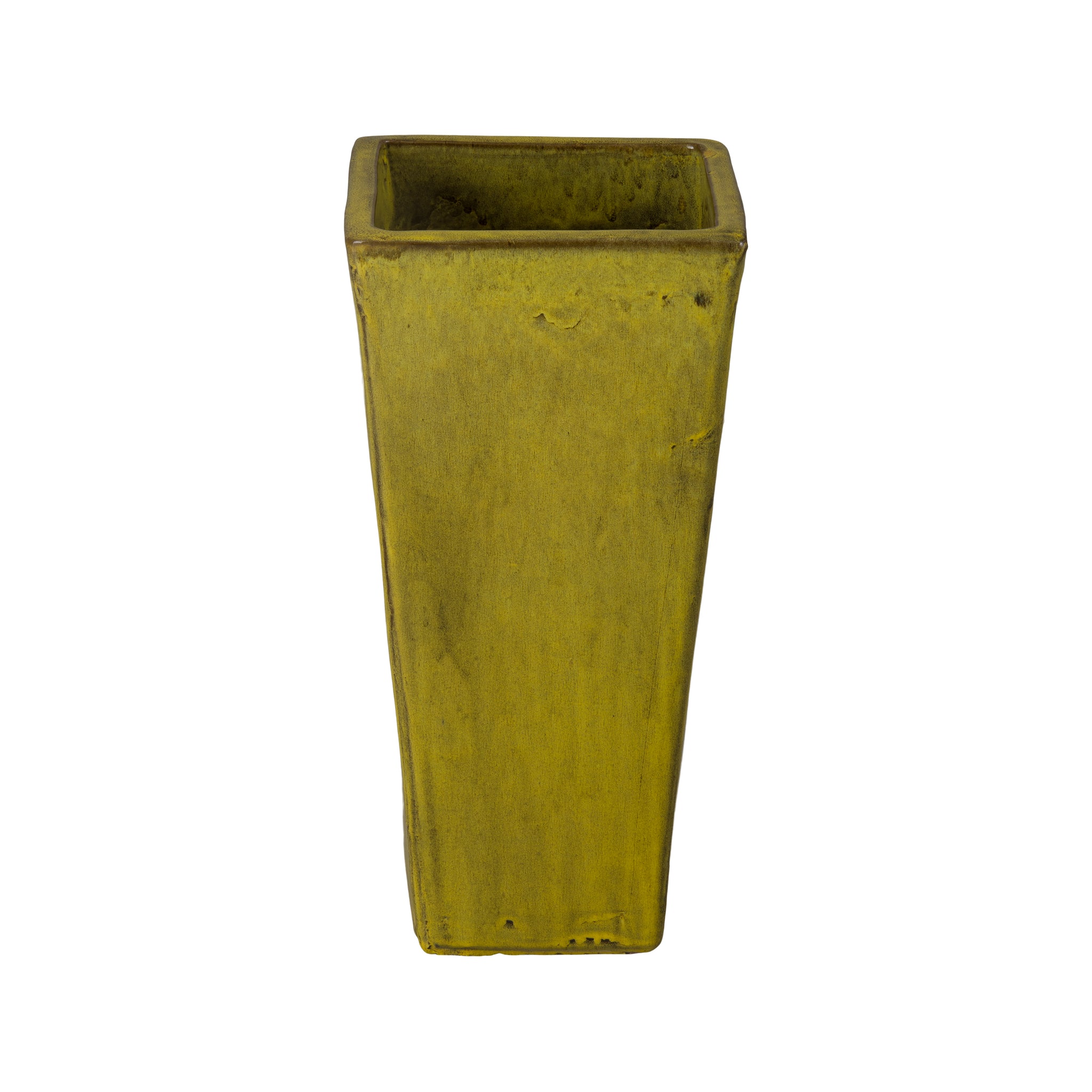 yellow plastic planter Crisco 25.5 in. Tall Square Tropical Yellow Ceramic Planter
