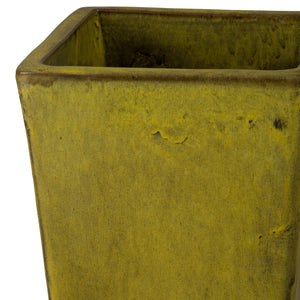 Crisco Set of 3 Tall Square Tropical Yellow Ceramic Planters