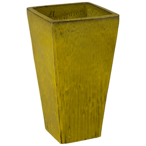 Crisco Set of 3 Tall Square Tropical Yellow Ceramic Planters