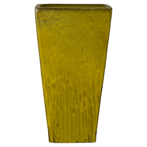 Crisco Set of 3 Tall Square Tropical Yellow Ceramic Planters