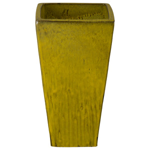 Crisco Set of 3 Tall Square Tropical Yellow Ceramic Planters