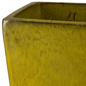 Crisco Set of 3 Tall Square Tropical Yellow Ceramic Planters