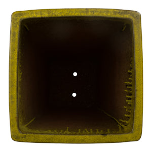 Crisco Set of 3 Tall Square Tropical Yellow Ceramic Planters