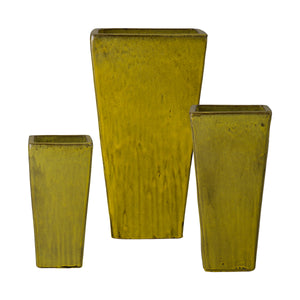 Crisco 25.5 in. Tall Square Tropical Yellow Ceramic Planter