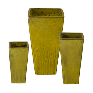 Crisco 31.5 in. Tall Square Tropical Yellow Ceramic Planter
