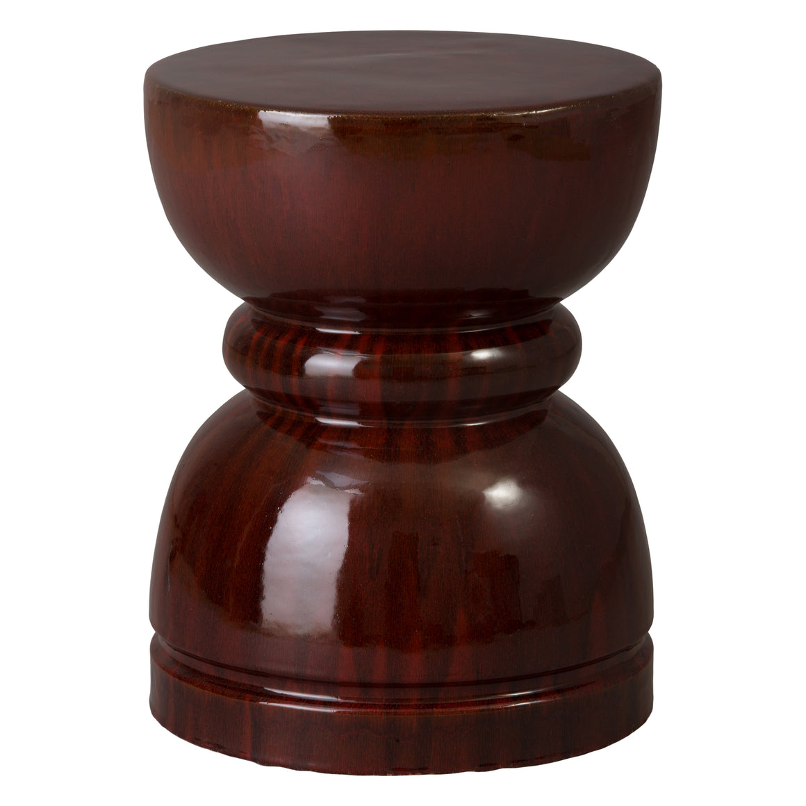 Hourglass 18 in. Red Ceramic Garden Stool