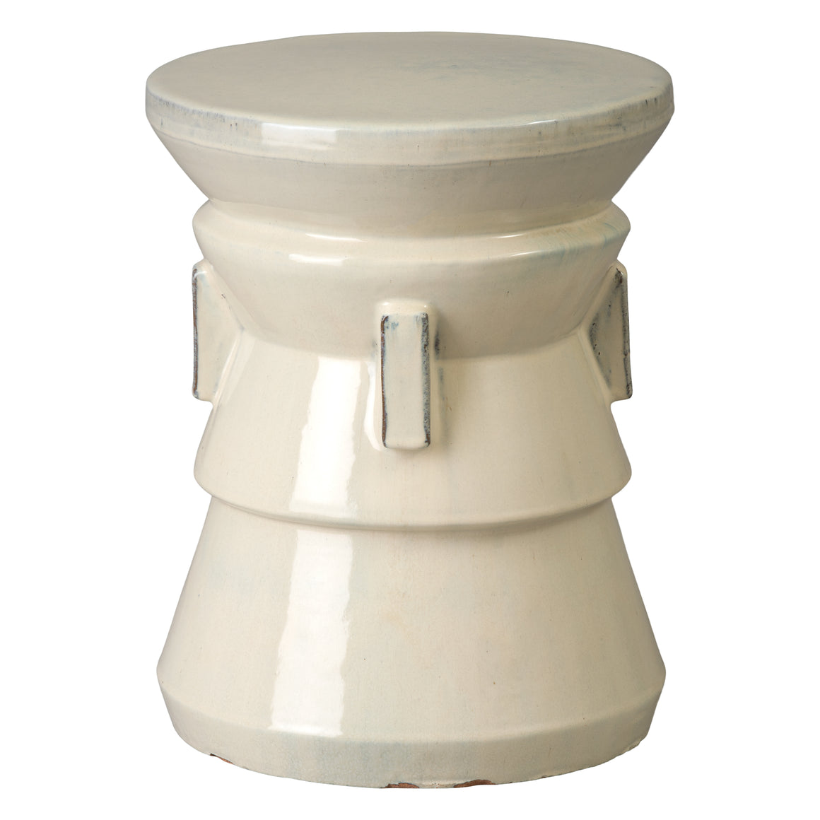 Four Handle 18 in. Cream Ceramic Garden Stool