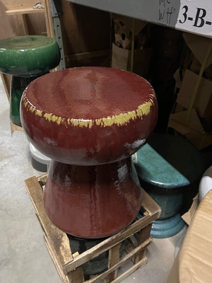 Portabello Garden Stool/Table with a Burgundy Drip Glaze