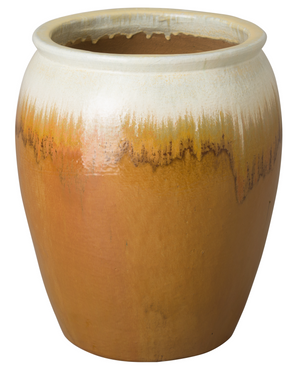 Large Tall Amber Ceramic Planter