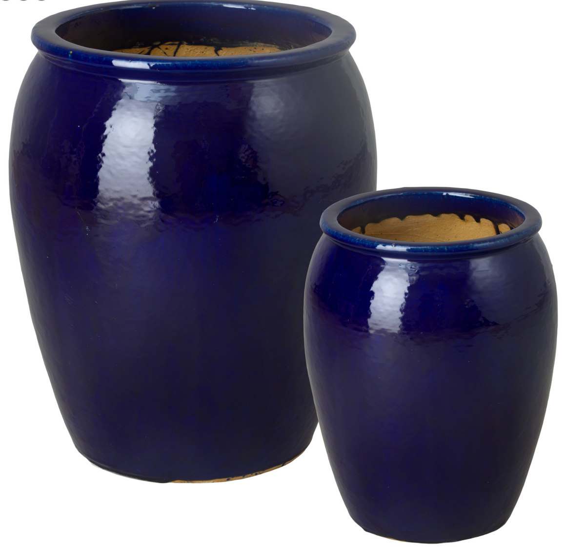 Set of 2 Tall Blue Ceramic Planters