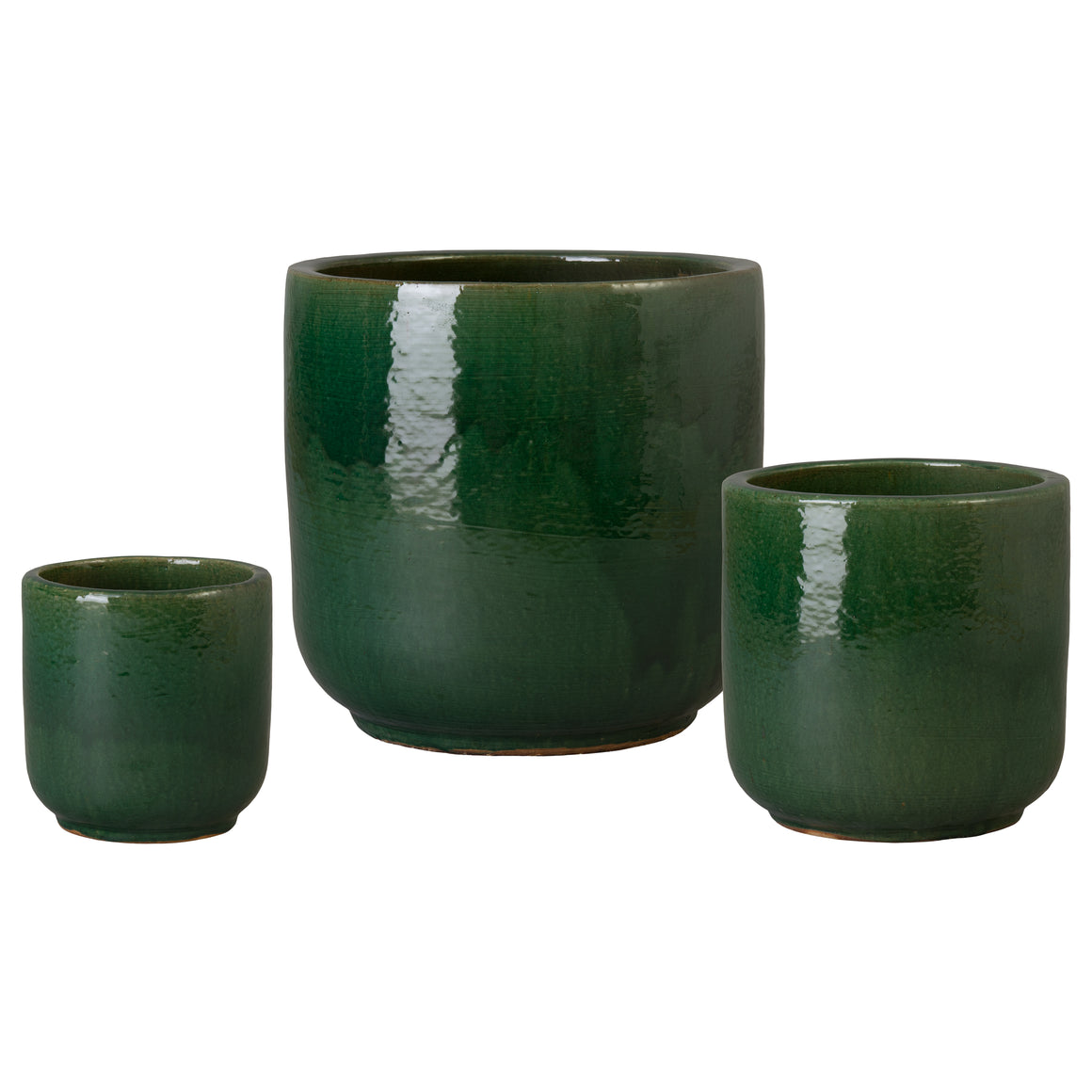 Barrel Planters, Green S/3 10,15,20"H