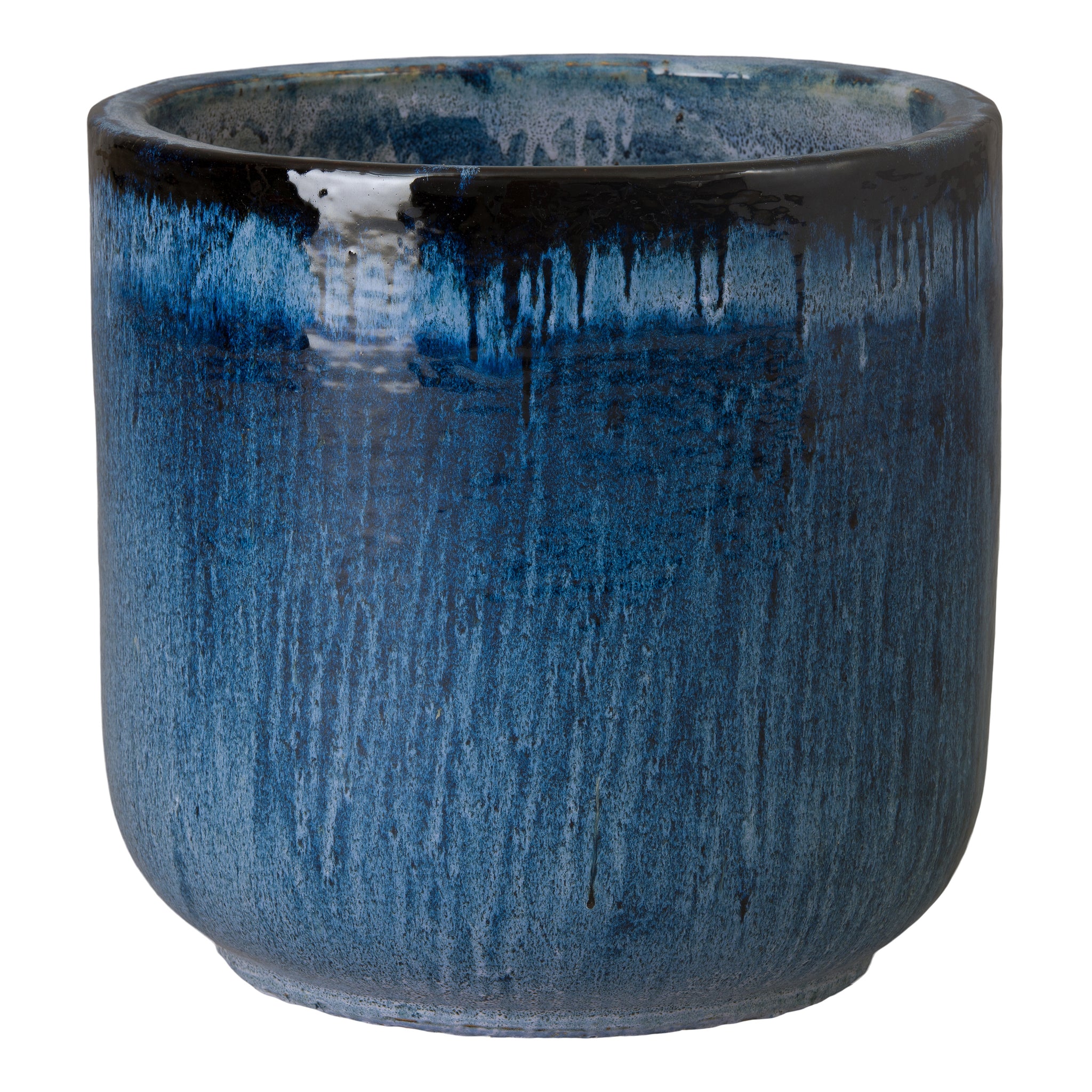 plant pots blue ceramic Barrel 20 in Round Quin Blue Ceramic Planter