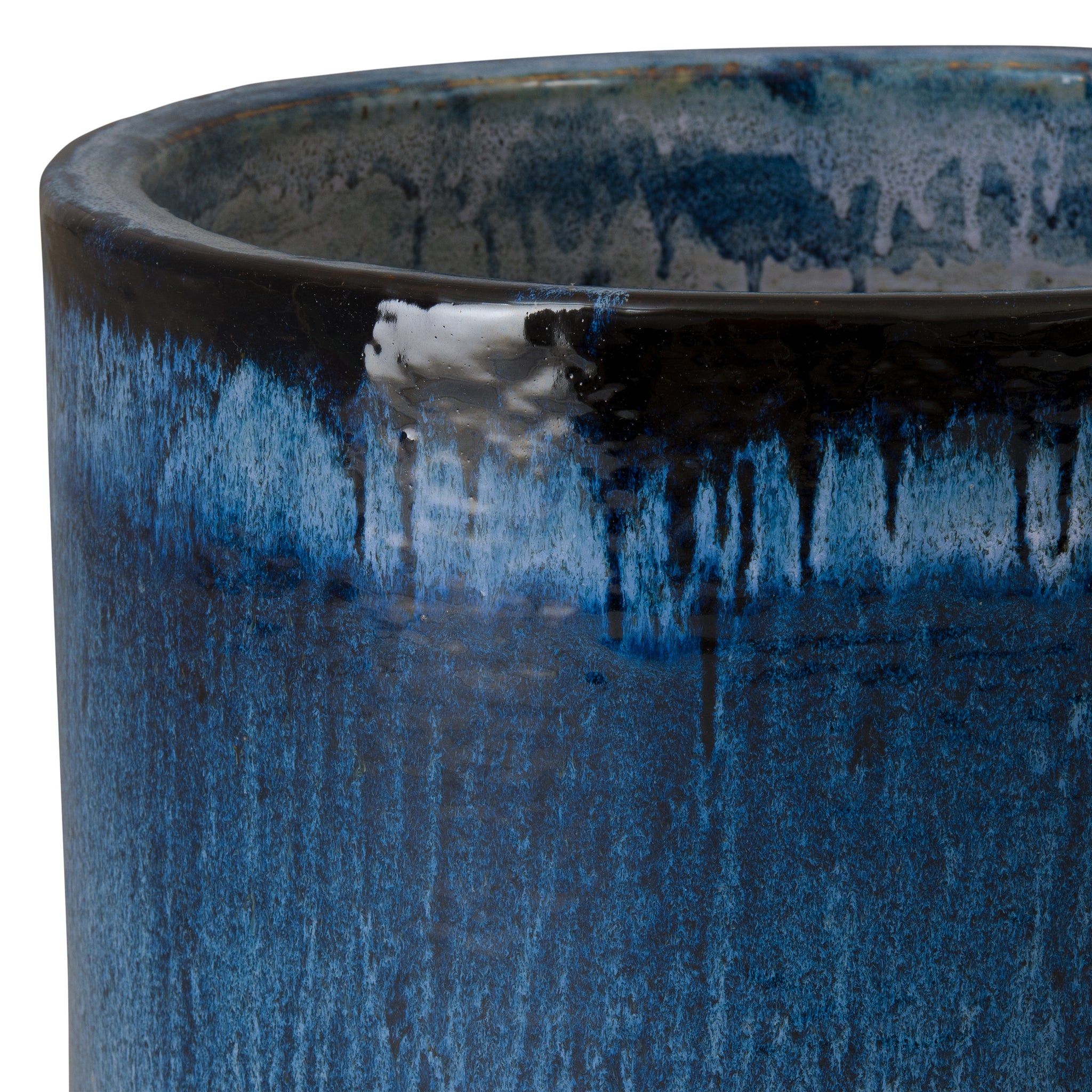 20 plant pot Barrel 20 in Round Quin Blue Ceramic Planter