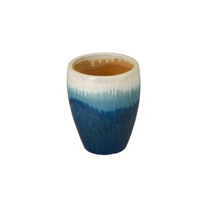 Ossal 13 in. Blue Snow Ceramic Planter