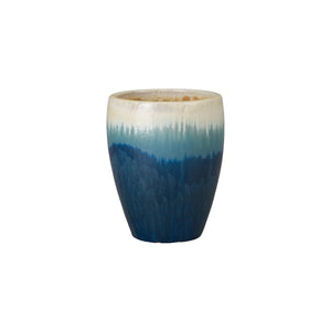 Ossal 13 in. Blue Snow Ceramic Planter