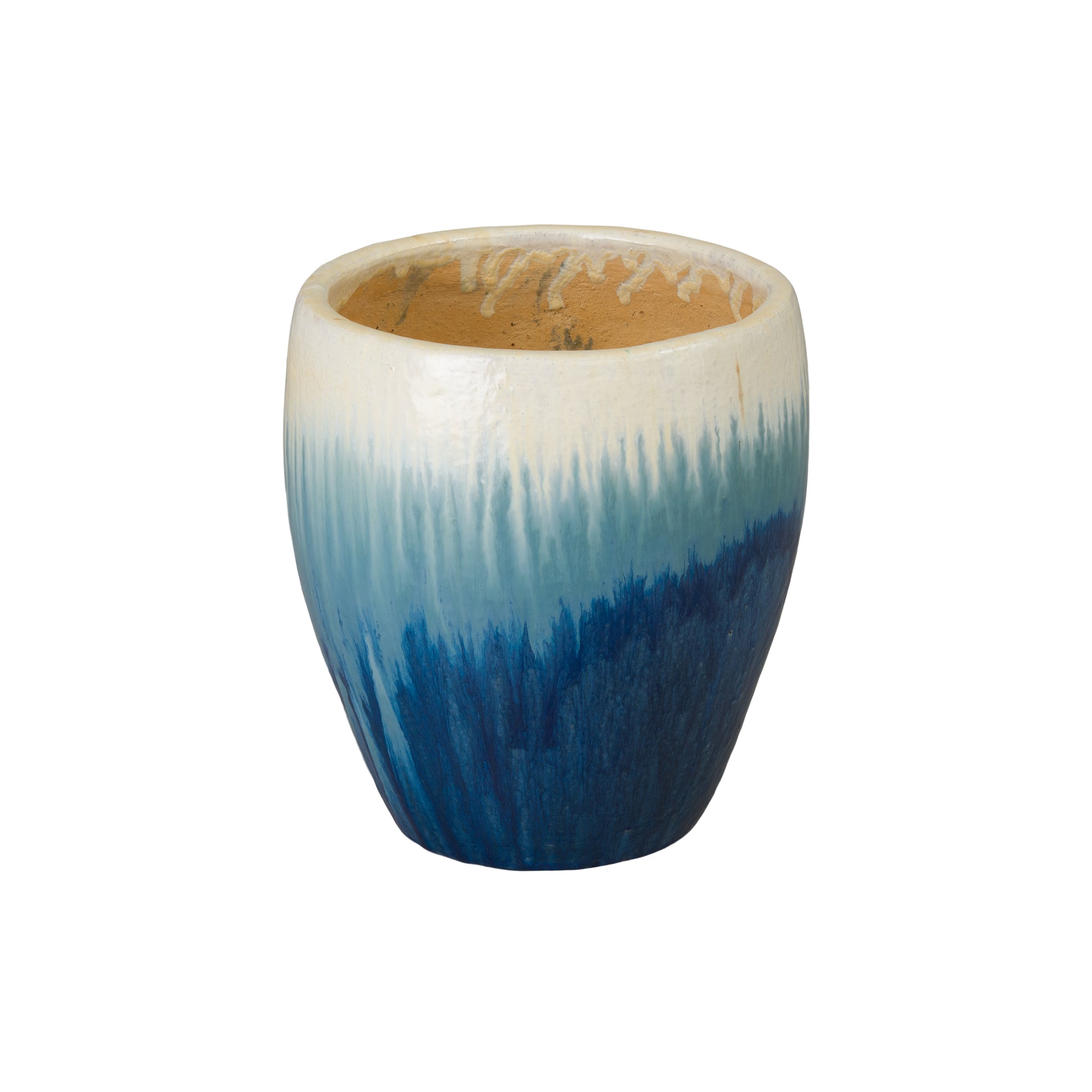 16 in planter pot Ossal 16 in. Blue Snow Ceramic Planter