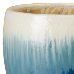 Ossal 16 in. Blue Snow Ceramic Planter