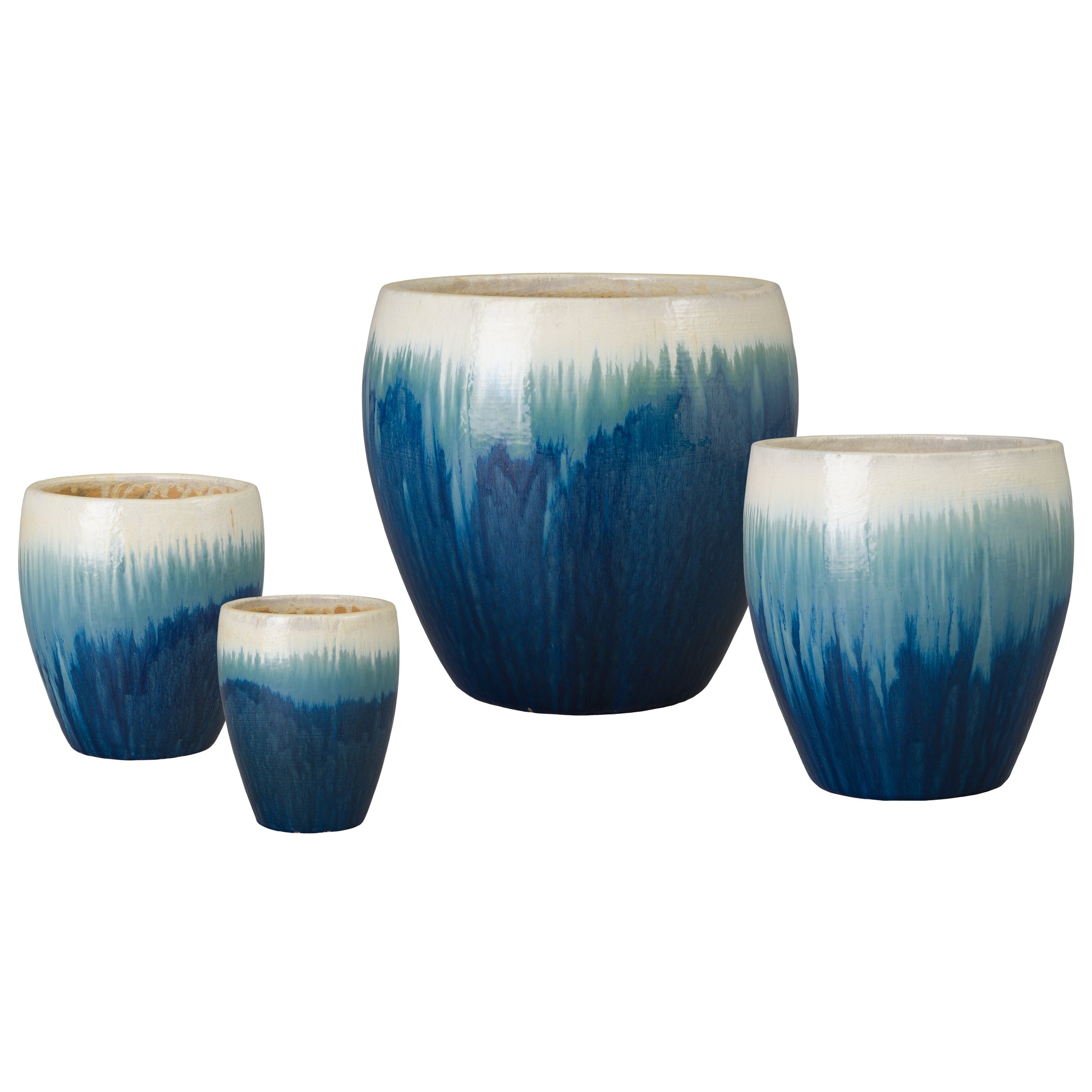 4 ceramic flower pots Ossal Set of 4 Blue Snow Ceramic Planters